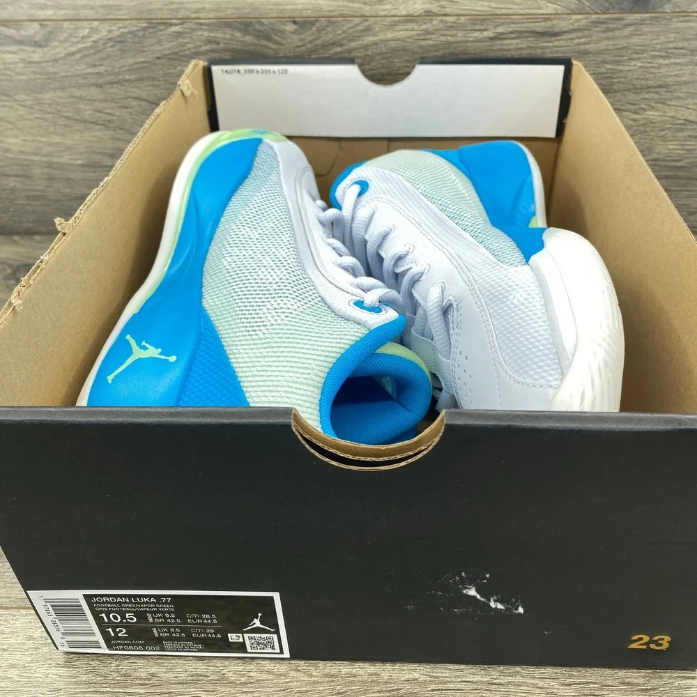 Jordan Luka .77 Basketball Shoes Men's Size US 10.5 White Blue Volt Green HF0806